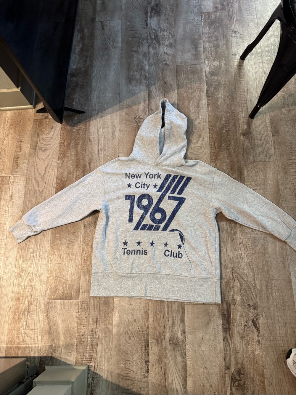 Urban Outfitters Light Gray Hoodie with Navy 1967 Graphic